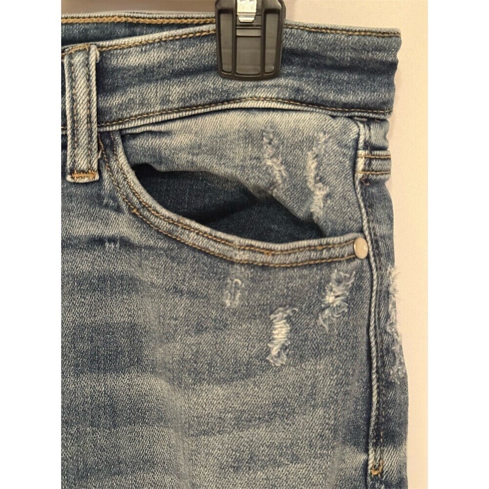 Judy Blue Jeans Womens Size M Blue High Rise Distressed Straight Crop - Picture 5 of 16